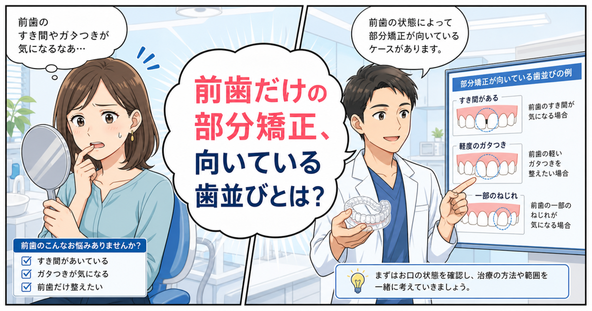 前歯だけの部分矯正はできる？適応症例と後悔しない判断基準を解説